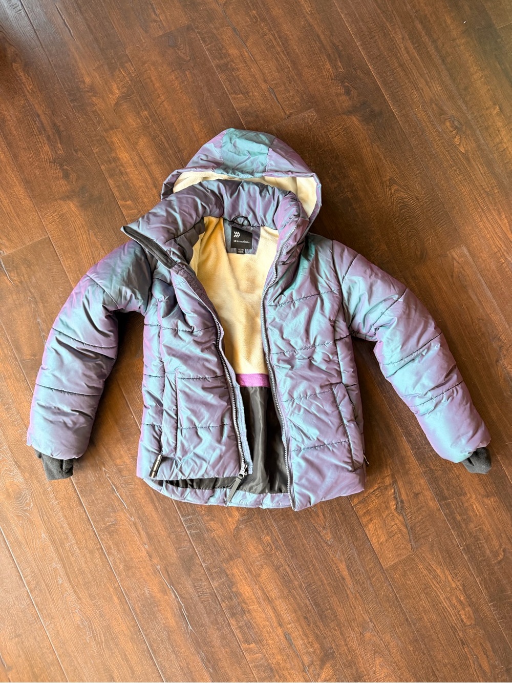 all in motion Iridescent Color-shift Kids Hooded Puffer Jacket